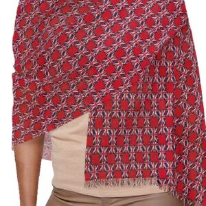 Union Jack Patterned Red Scarf Unisex